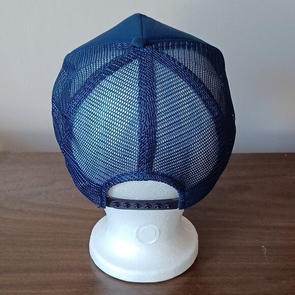 Vintage 1980s Made in Taiwan Bahamas Embroidered Blue Trucker Hat Snapback Cap - Picture 4 of 12